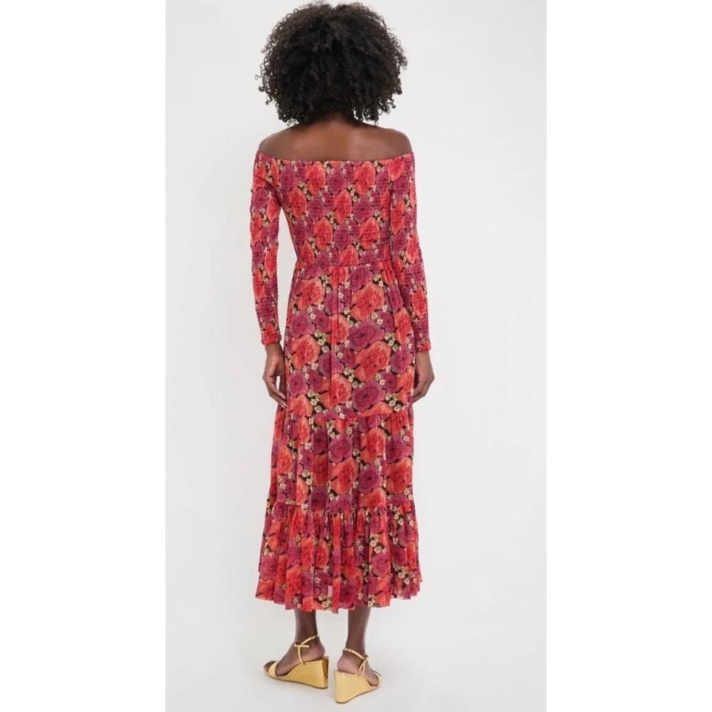 POMANDER PLACE Tuckernuck Rose Chiffon Joni Midi Dress Off Shoulder Sz L New - Picture 4 of 14